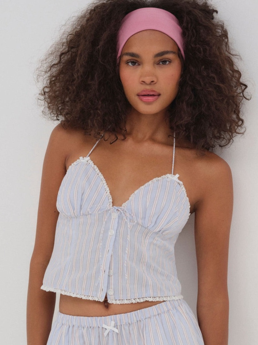 $119 New For Love And Lemons “Lakeside” Top in Blue Stripe Sz Small